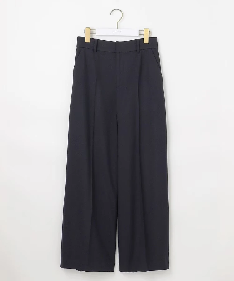 エニィ スィス ビューティサーモ2WAYストレッチ ワイドパンツ ネイビー