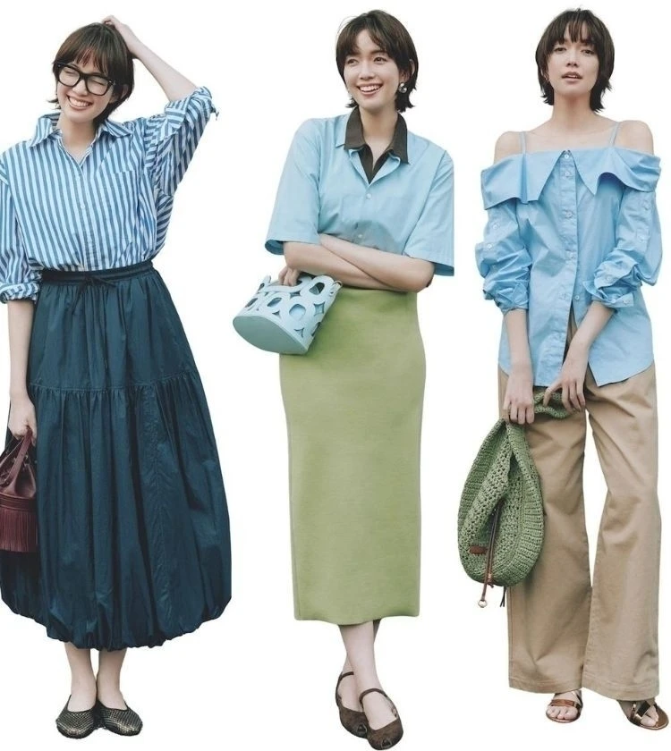 【ブルーシャツコーデ5選】甘くも辛くも印象変化するブルーシャツをとびきり自由に！