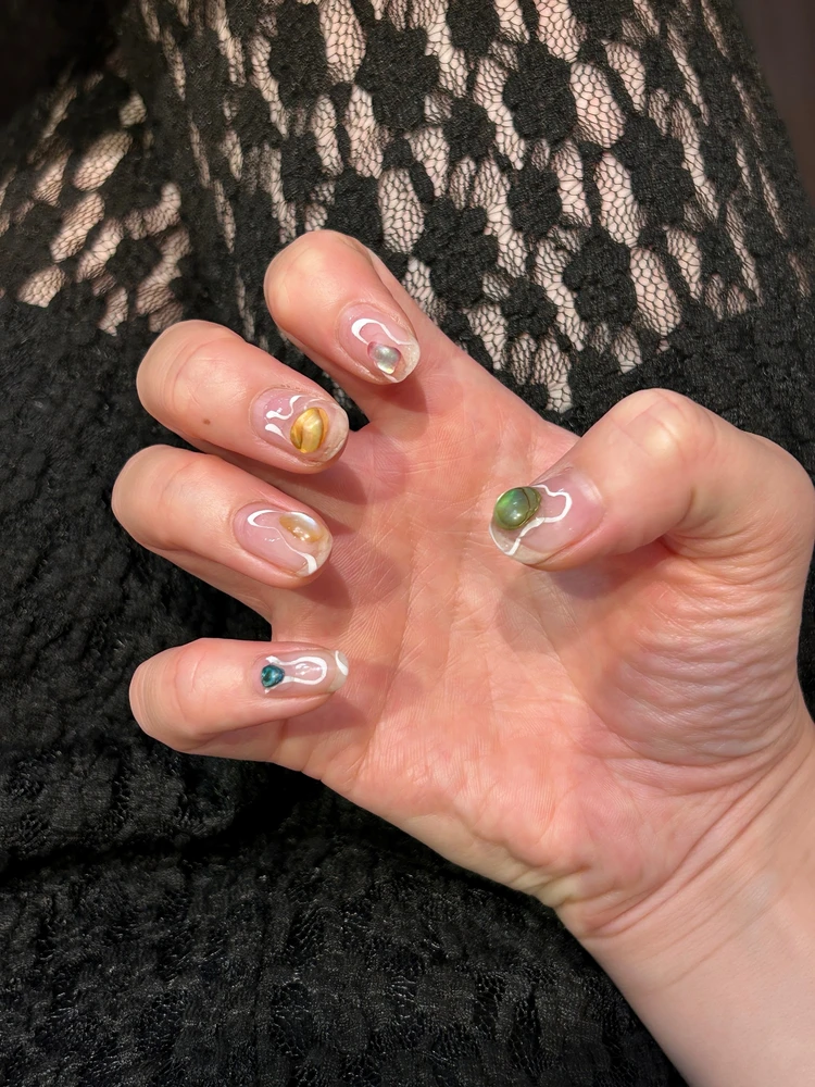 シェル×クリア こなれネイル ネイル写真 ニュアンス