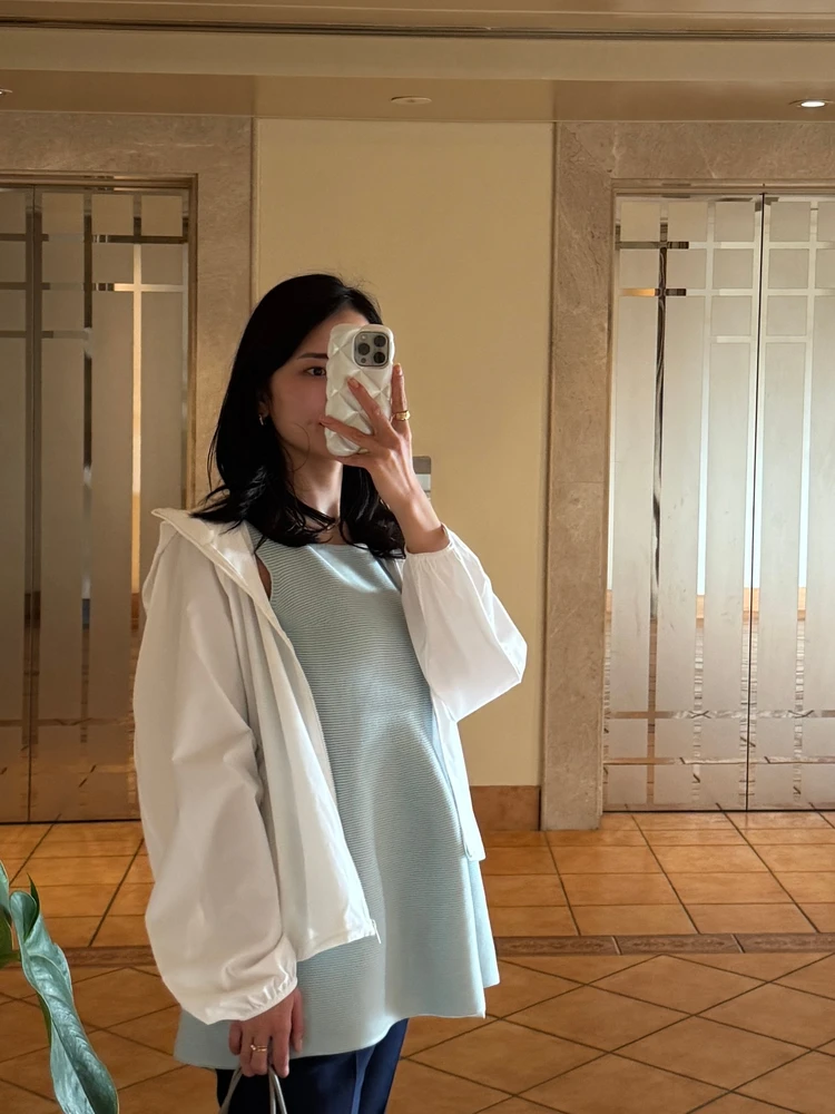 2日目のノースリーブにUVパーカーを羽織ったコーデ