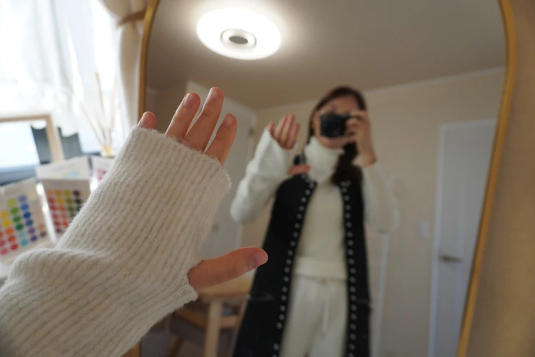 【UNIQLO】スフレヤーンニットアームウォーマー着用