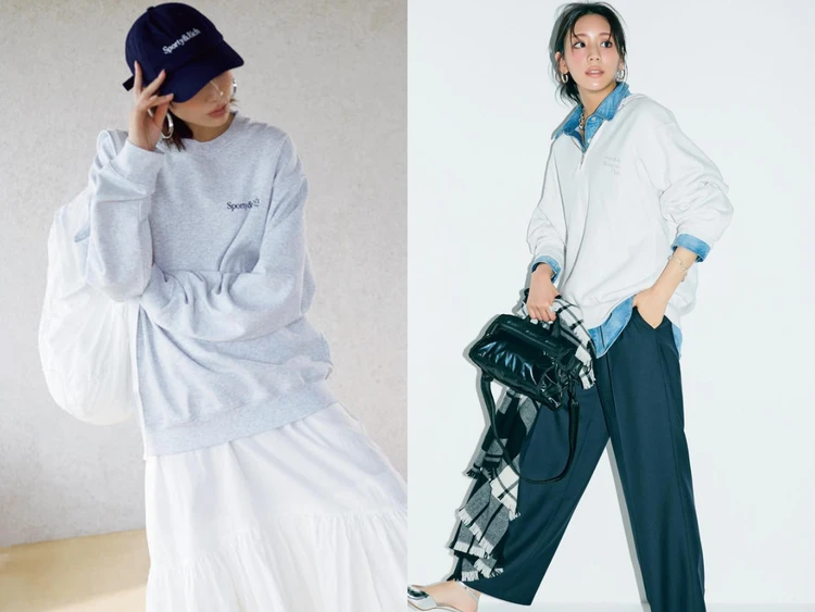 【2026年】大人女子 春の「スウェットコーデ」19選。 ロゴ、ハーフジップ、パンツ…どのスウェットも可愛い! おしゃれ読者のリアルな着こなしも注目。