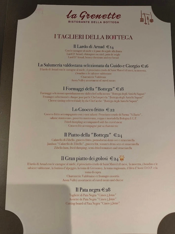 イタリア　アオスタ　レストラン　グルメ　La Grenette