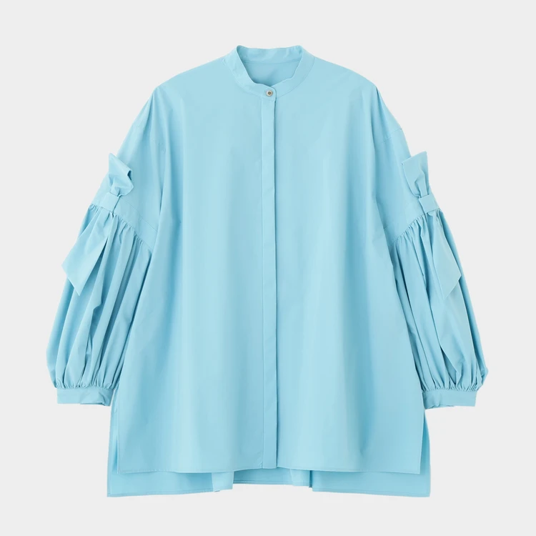 ル フィル　SOLOTEXブロードリボンブラウス　ブルー