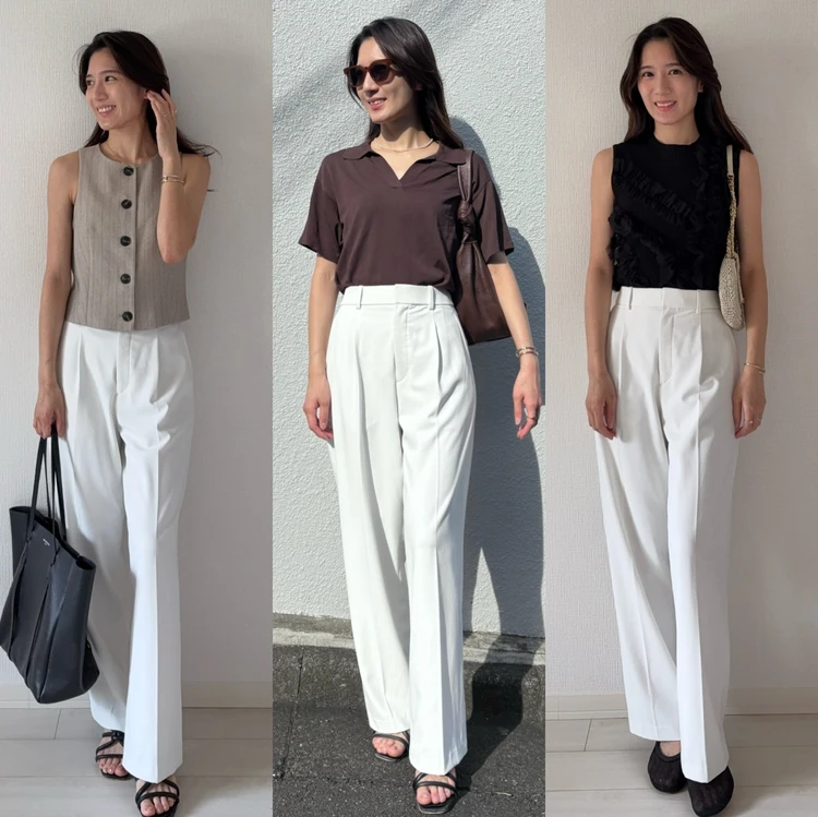 夏も万能♡UNIQLOのタックワイドはホワイトが高見え_8