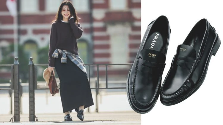 専用！プラダ　ローファー　23cm 黒ローファー】プラダのシンプルローファーが今、足もと投資の最
