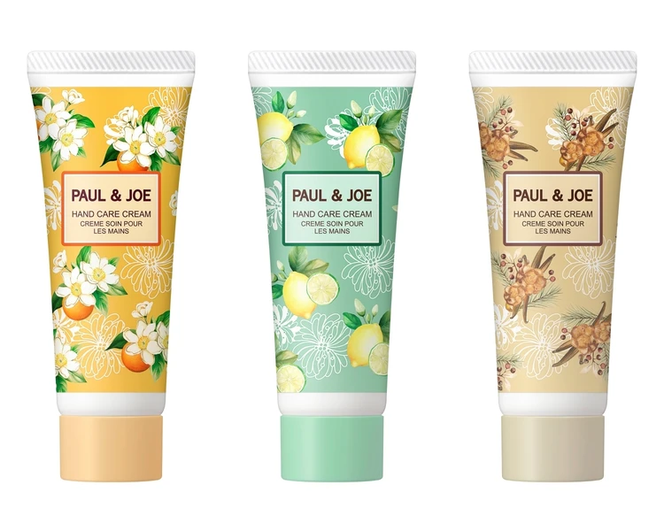 ポール & ジョー ボーテ 2025 ハンドケアクリーム 40g 全3種 各¥1980(2025年12月1日発売) 左から順に:001 オレンジフラワーの香り、002 シトラスグリーンの香り、003 ウッディムスクの香り