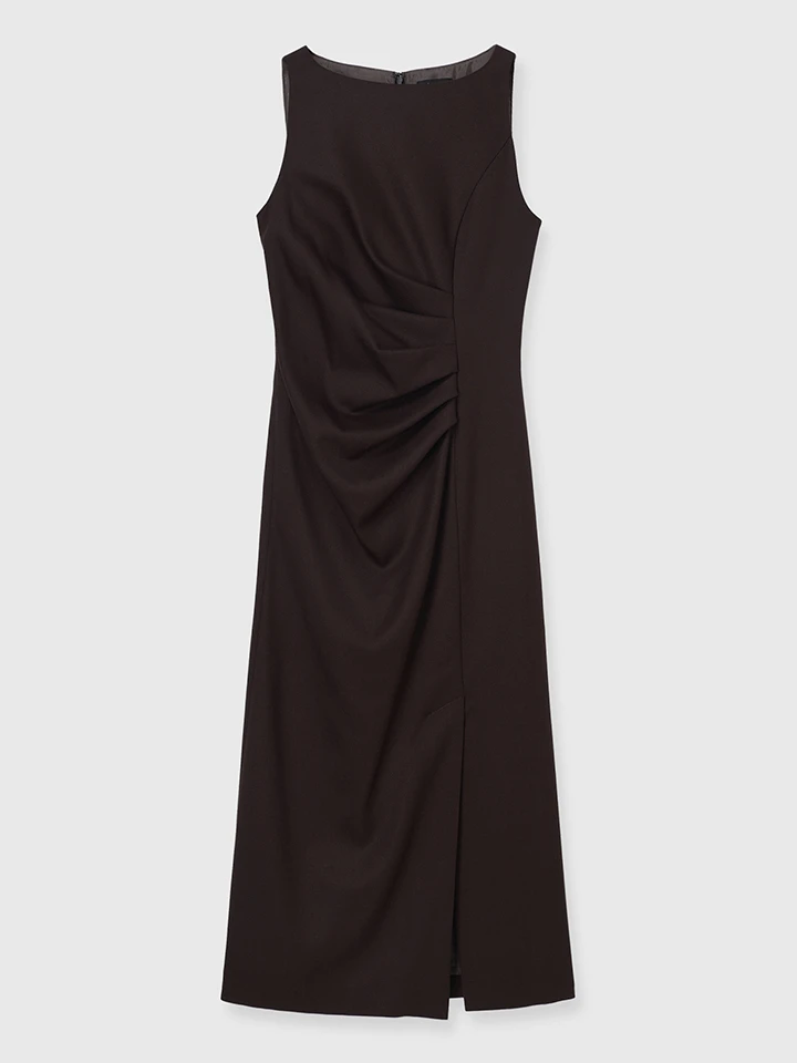 アニュアンス　アシメタックナローワンピース　BROWN