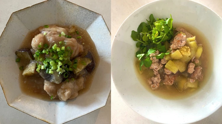 【長谷川あかりのご自愛ごはん】茄子の簡単レシピ3選。オイル蒸し、おろし煮、スープ。疲れた日に食べたいやさしいごはんを厳選