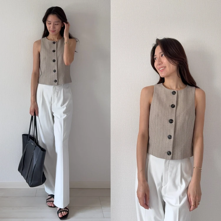 夏も万能♡UNIQLOのタックワイドはホワイトが高見え_6