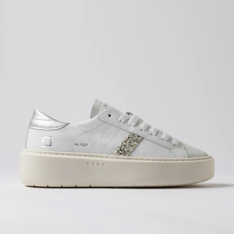 デイト HILL LOW PLATFORM CALF WHITE-SILVER
