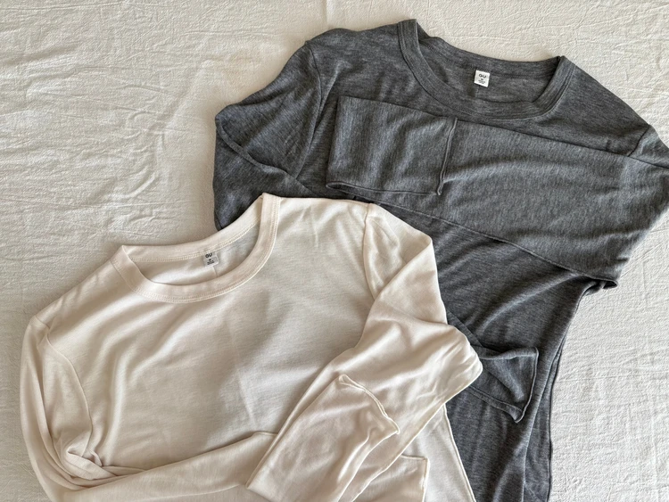 GU ソフトシアークルーネックT