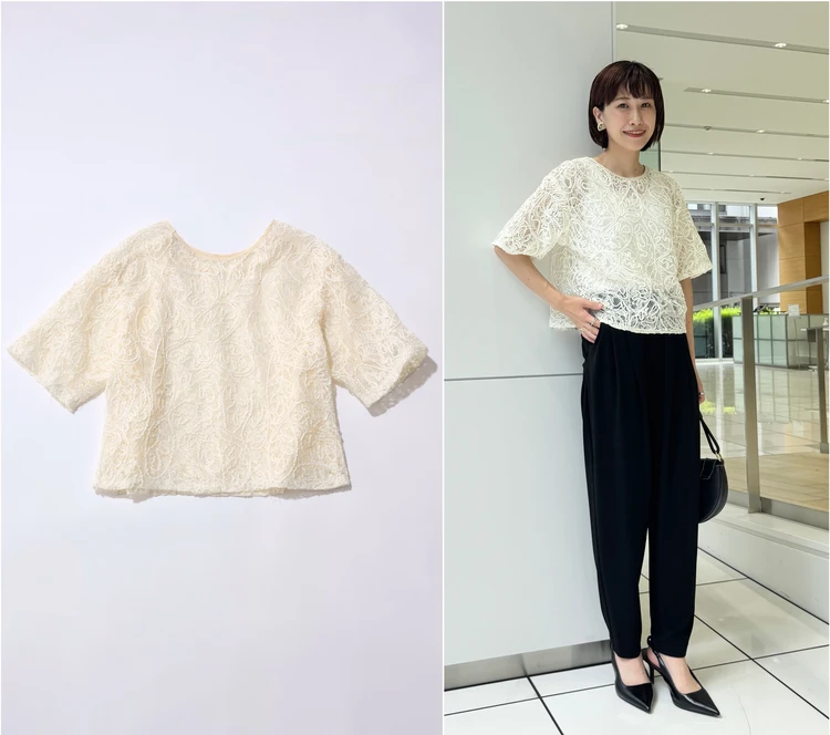 ビアンカ　洗えるレースブラウス　コラージュ写真