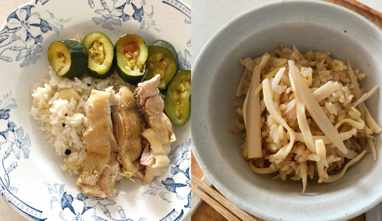 【長谷川あかりのご自愛ごはん】簡単おいしい炊き込みごはんレシピ3選。イカとれんこん、まるごとチキンとズッキーニなど。炊飯器におまかせで完成！