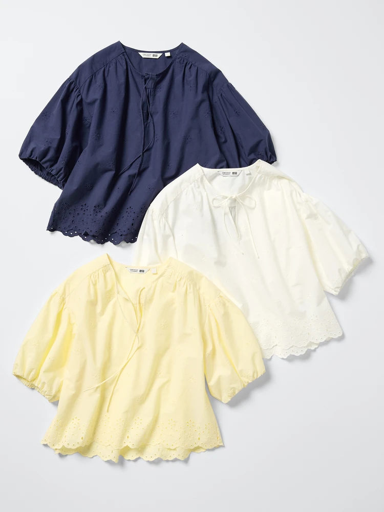 ユニクロ アンド コントワー・デ・コトニエ　2026年春夏コレクション　エンブロイダリーブラウス