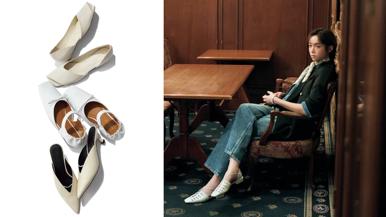 デニムパンツスタイルが垢抜ける！ 白レザーシューズで春の休日コーデを格上げ