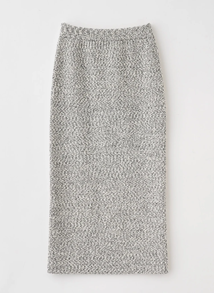 ルーニィ ブークレニットタイトスカート オフ×ブラック