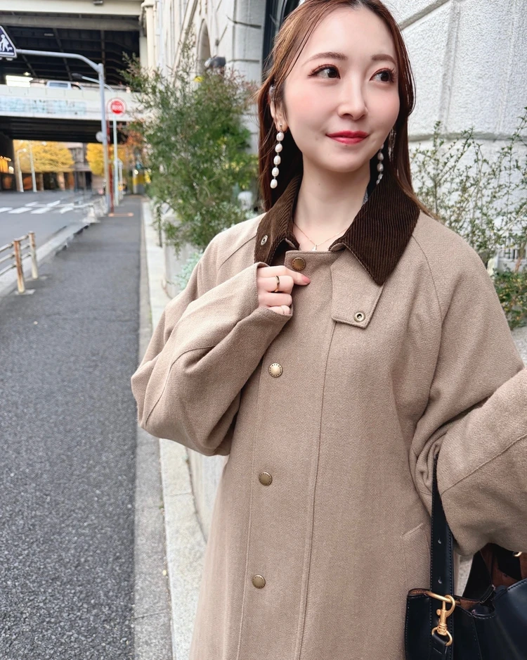 バブアー ウールコート アウターコーデ