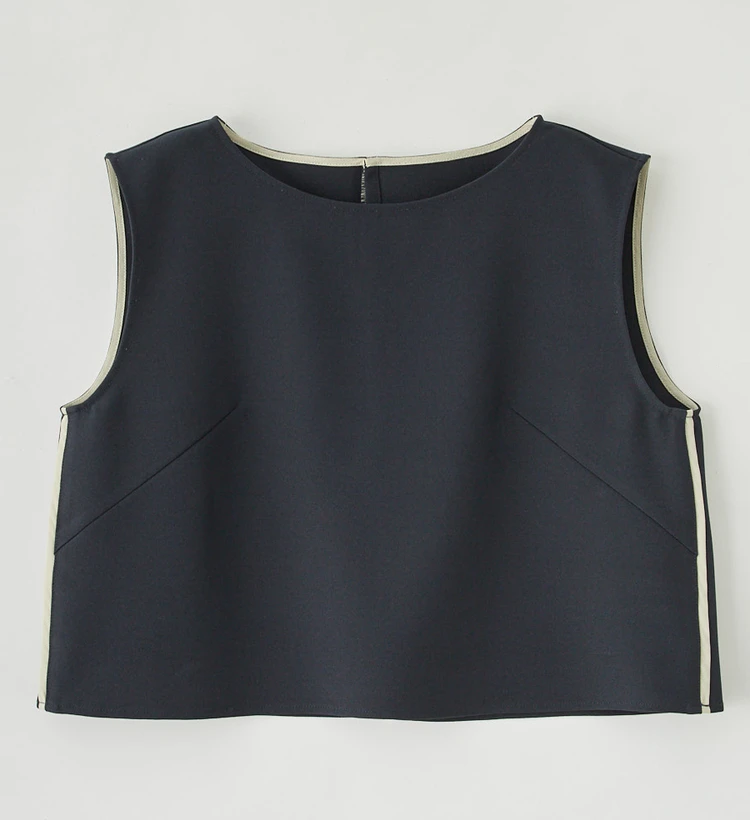 ルーニィ　ラインアクセントノースリブラウス　ネイビー