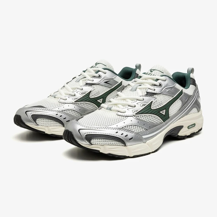 ミズノ　MXR　オフホワイト×グリーン×メタリックシルバー