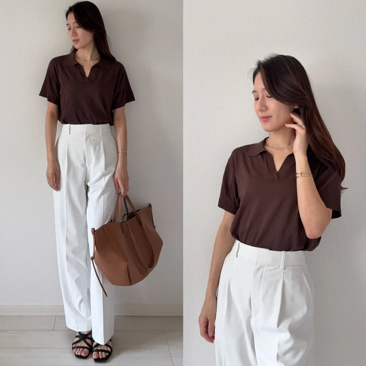 夏も万能♡UNIQLOのタックワイドはホワイトが高見え_7