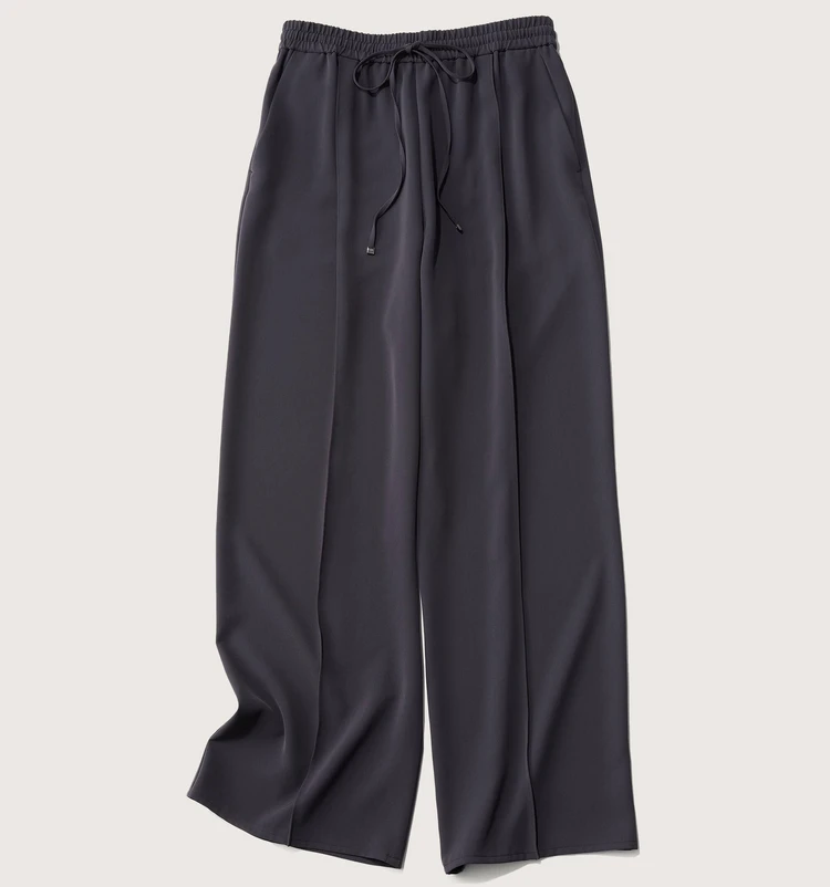 ソージュ　ヴィンテージサテンドロストワイドパンツ　CHARCOAL