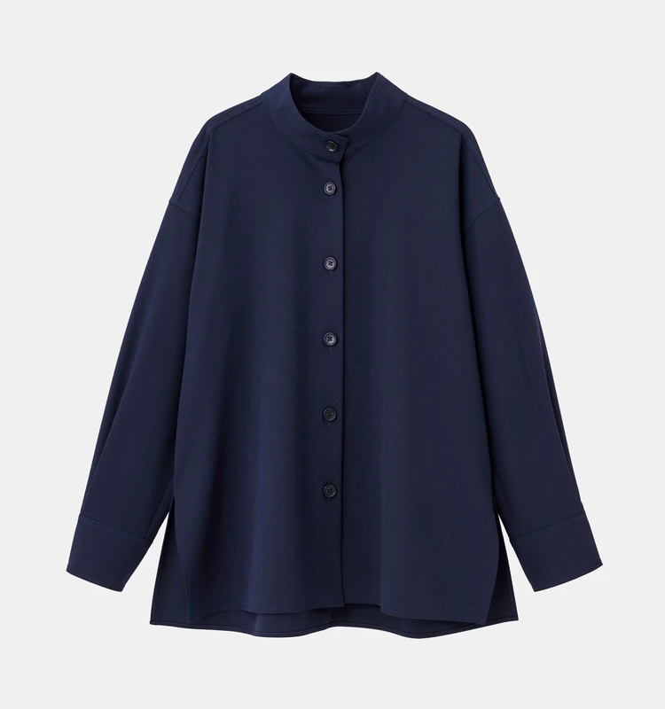 プラステ スタンドカラーシャツ ネイビー