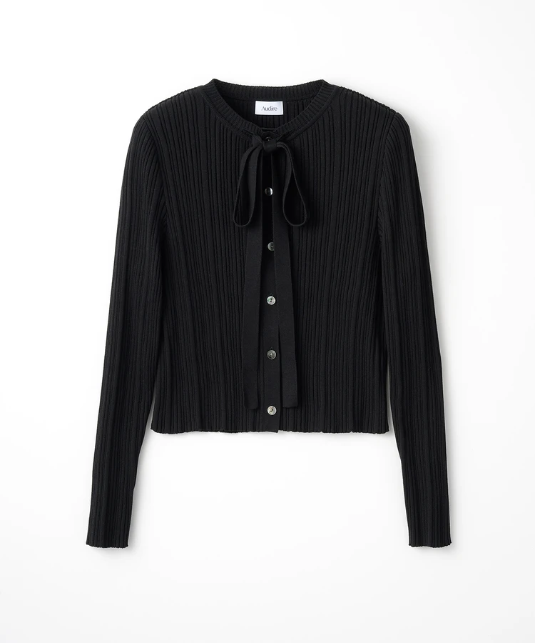 アウディーレ　ボウタイ リブ アンサンブル ニット　Black
