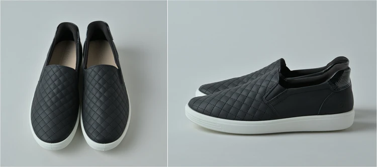 キルティングが品よく映える「ECCO（エコー）」のスリッポンスニーカー【きれいめ服に似合う黒スニーカー】