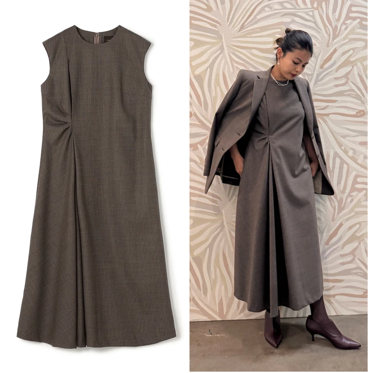 トゥモローランド コレクション　シングルトラックストライプ ワンピース　コラージュ写真