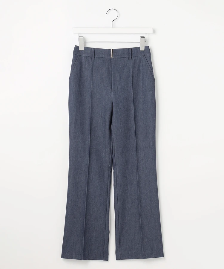 エニィ スィス 褒めらレディシリーズ セミフレアパンツ ネイビーシャンブレー