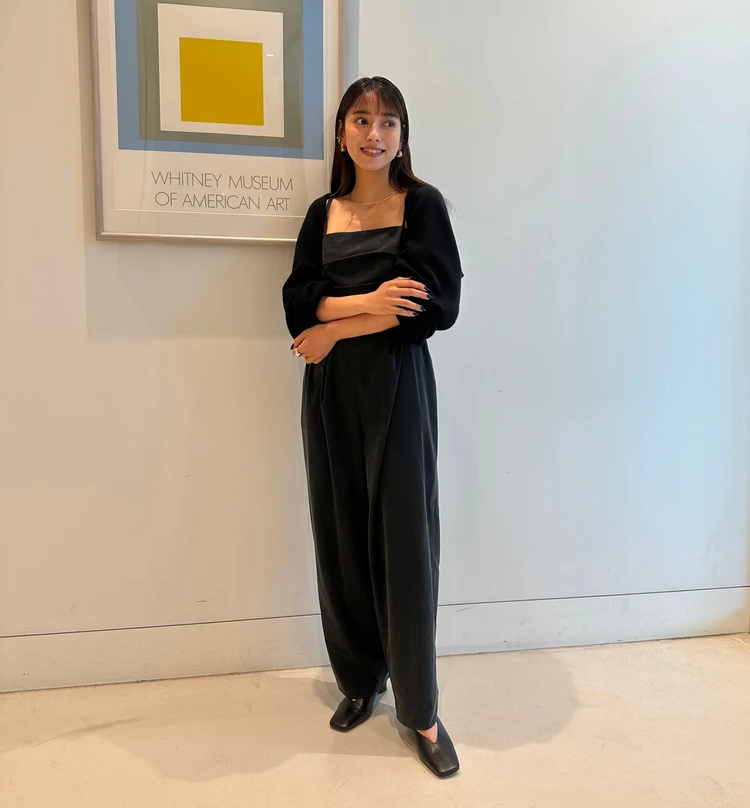 デミルクス ビームス　キュプラ ドレープ オールインワン　プレス着用画像