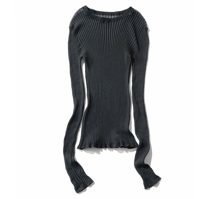 エムセブンデイズ【東原妙子さんコラボ】【洗える】クルーネックシアーリブニット ¥16,500