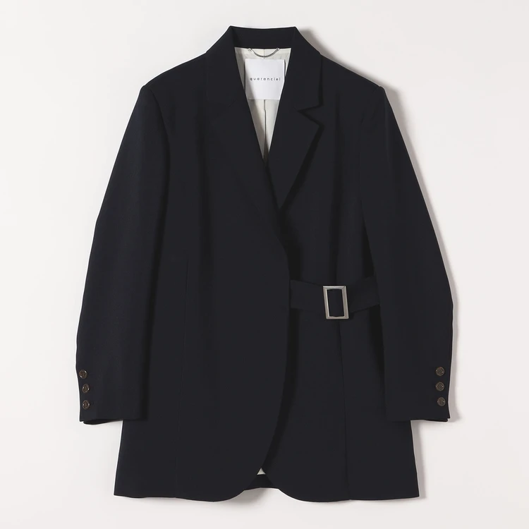 カランシエル ダブルクロス ベルト ジャケットテーラード ジャケット ネイビー