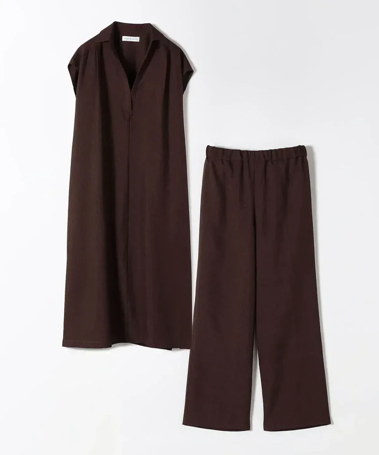 カランシエル リネン ライク スキッパー シャツ ワンピース&パンツ セットアップ ¥14850