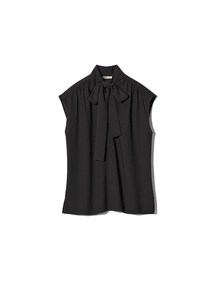 UNIQLO F.RISSO ユニクロエフ・リッソ ボウタイブラウスノースリーブ¥2990