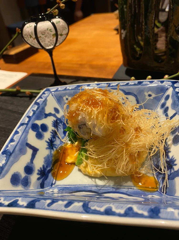 穴子の揚物にいぶりがっこのタルタルソース