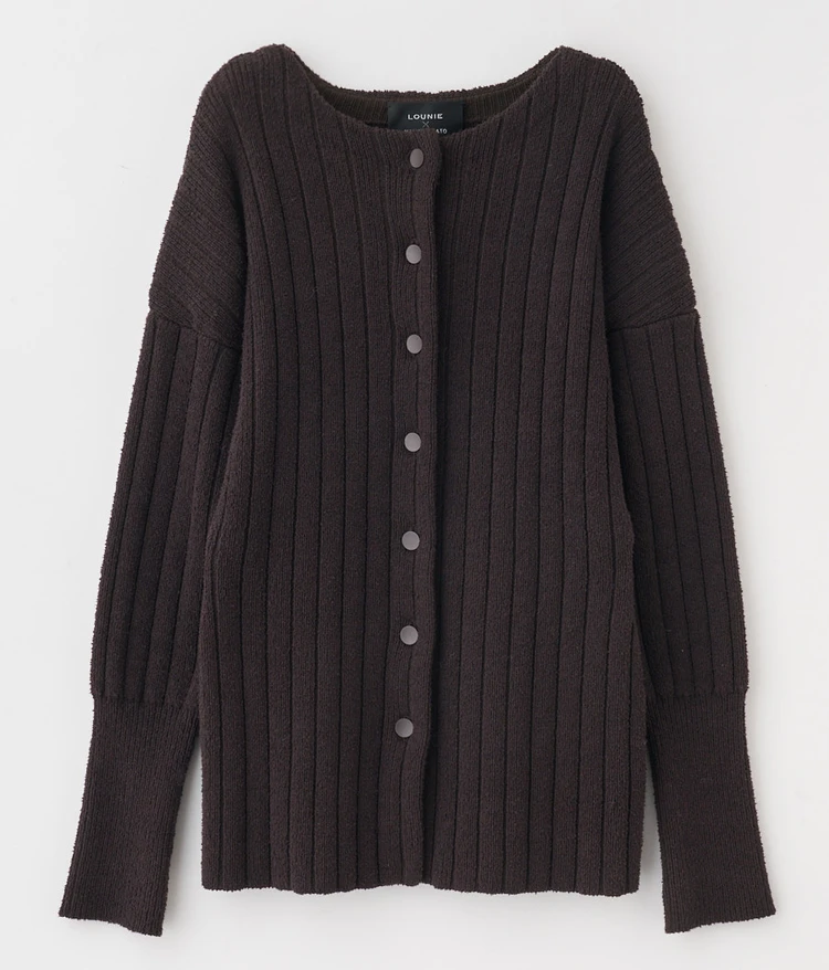 ルーニィ ブークレミドルカーディガン ブラウン