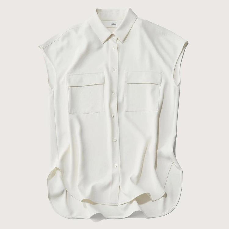 【新品】　SOÉJU ソージュ　ヴィンテージサテンシャツ　ホワイト　M 再入荷】暑い季節も快適に美しく。即完売したヴィンテージサテン