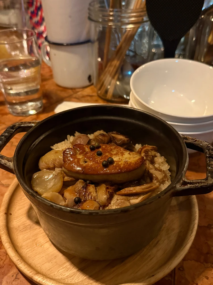 フォアグラとポルチーニ栗のココット飯