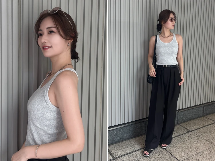 レーサーバックブラトップ（ライトグレー／M）を着用した写真