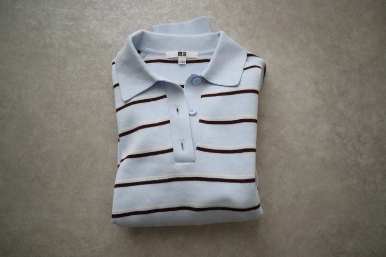 ユニクロ UNIQLO スムースコットンポロセーター 新色 新作 柄 ボーダー ニット