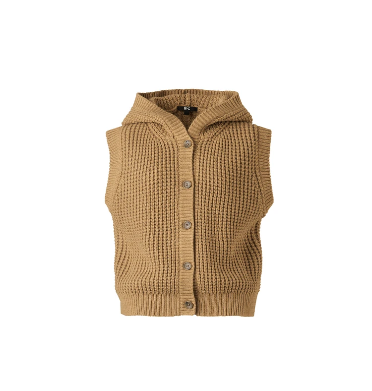 ワッフルニットフーデッドベスト¥3990