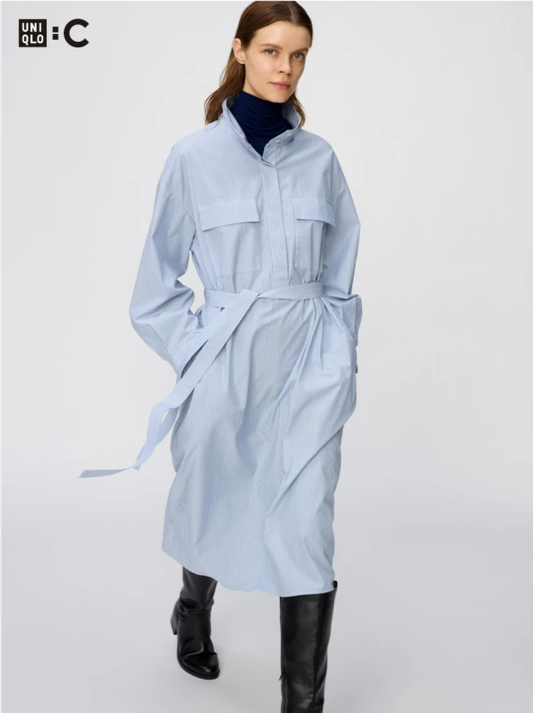 【UNIQLO : C 2026年秋新作】コットンスタンドカラーワンピース|157cmの着回し3選_1