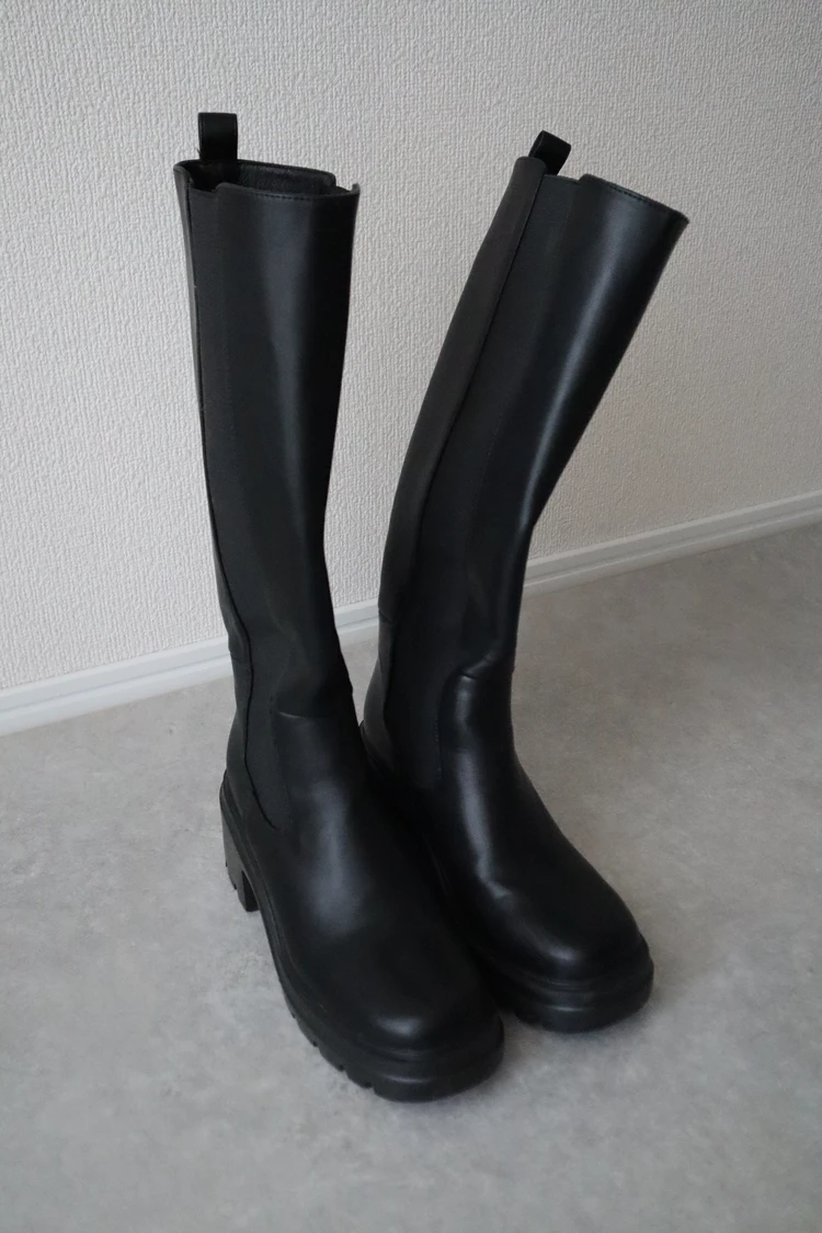 オリエンタルトラフィック　Oriental Traffic　黒　ブーツ　ロング　厚底　サイドゴア　歩きやすい　疲れない