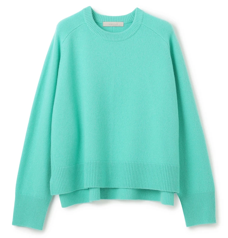 アンフィーロ　【洗える】カシミヤブレンド クルーネックニット　ミント