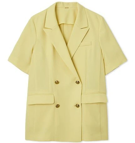 ミラ オーウェン 金釦ハーフスリーブテーラードジャケット イエロー