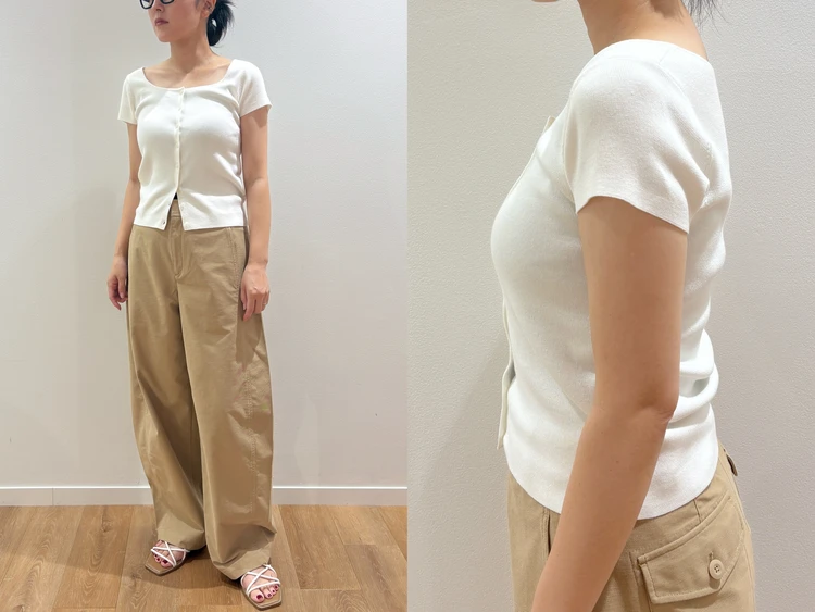 【UNIQLO（ユニクロ）】新作の「ラウンドネックカーディガン」をライターが試着レビュー！デコルテがキレイ見えする万能カーディガン #BAILA読む試着室