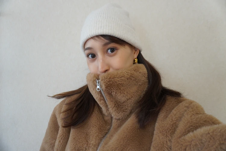 【UNIQLO】スフレヤーンニットビーニー着用