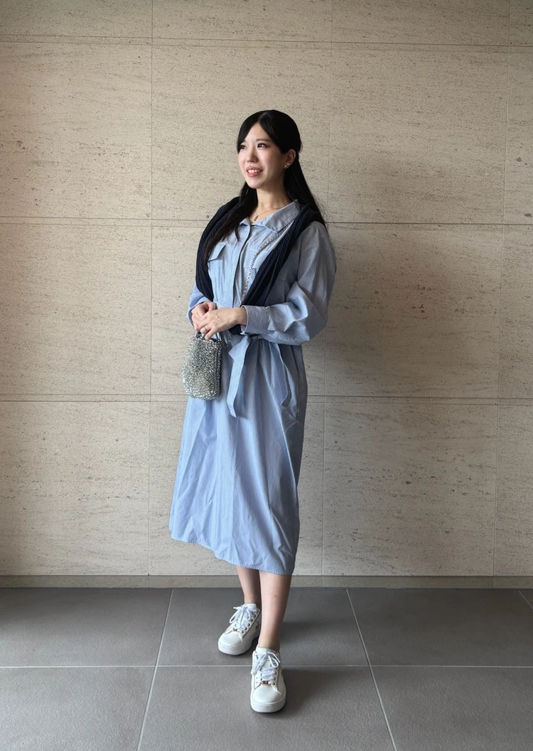 【UNIQLO : C 2026年秋新作】コットンスタンドカラーワンピース|157cmの着回し3選_5